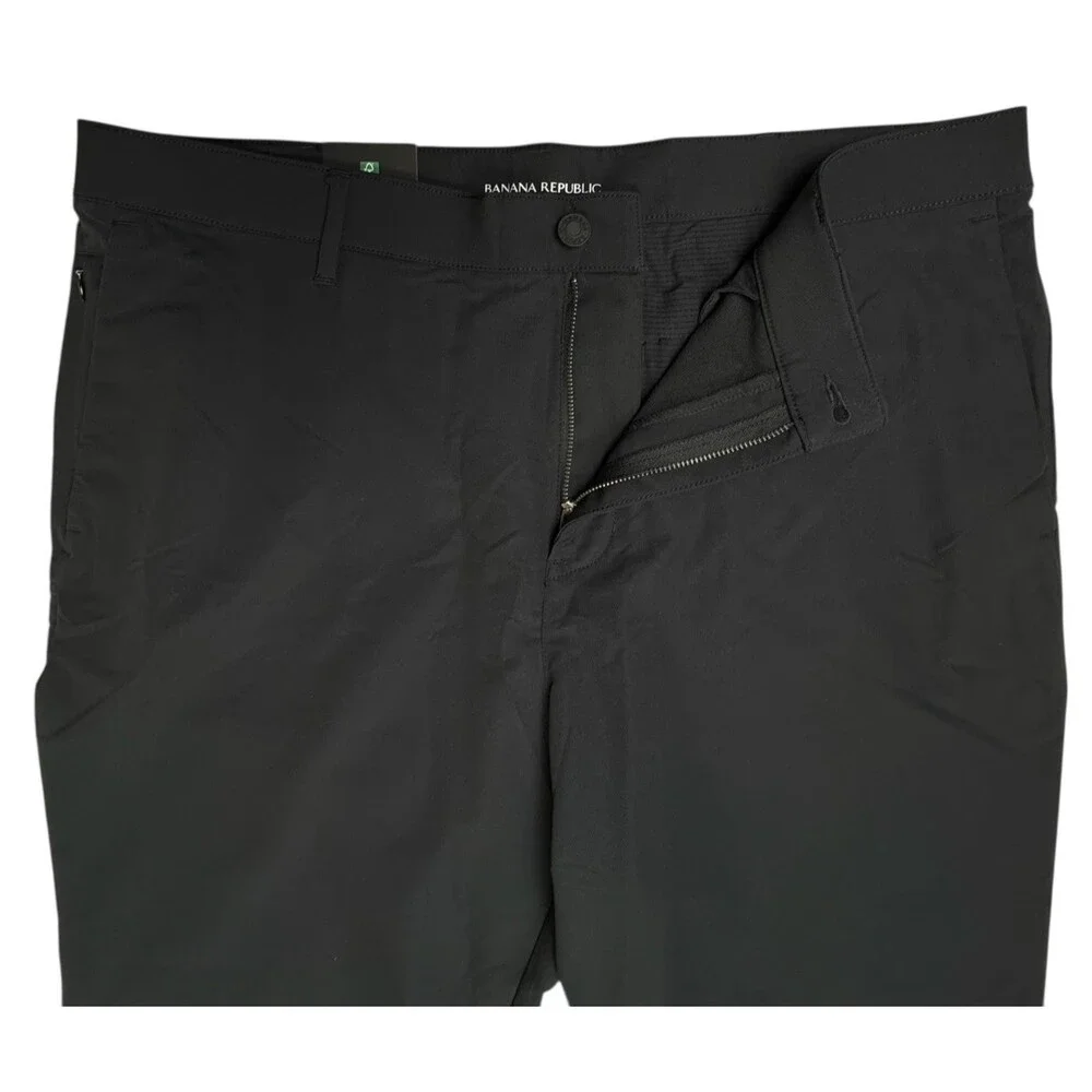 Banana Republic 38x34 Pants Chino Black Flat Front Zippered Pocket Wicking New